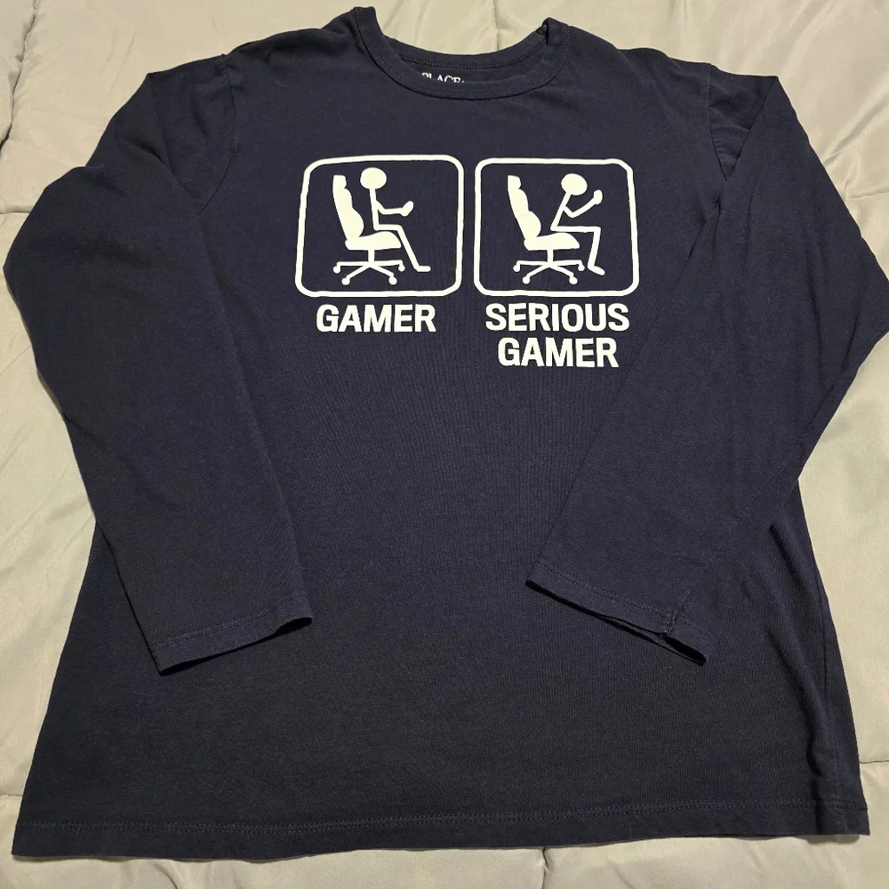 The‎ Childrens Place Boys Gamer Long Sleeve Shirt Blue White Size Large 10/12